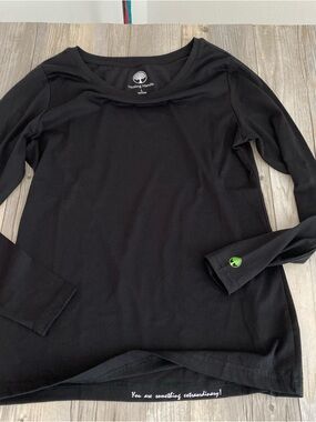 Healing Hands T-Shirt Women’s Long Sleeve Round Neck Bright Green Logo Large